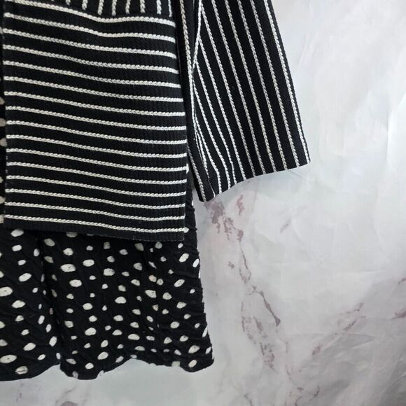 Vintage Coatigan Womens Large Black White Dot Artsy Sweater Cardigan Button Long - Picture 4 of 14